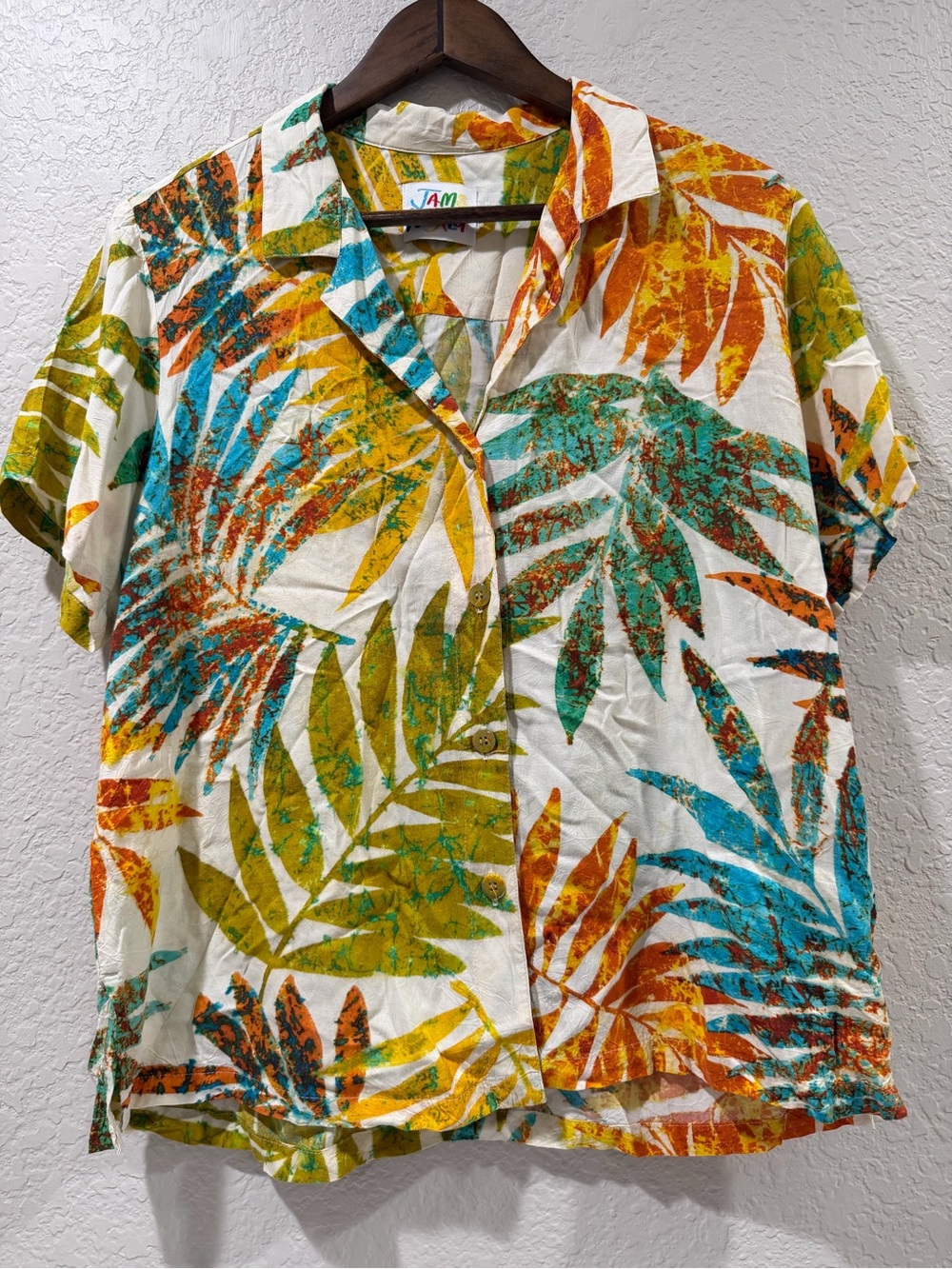 Jams World Palm Desert Button Up Short Sleeve Hawaiian Shirt Size Large